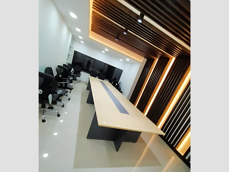 Large conference table for corporate meeting and discussion rooms