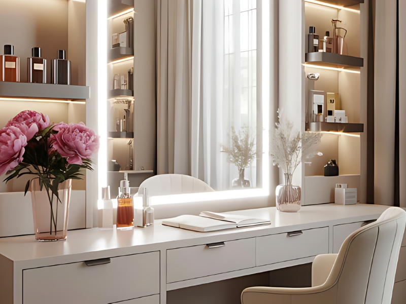 Modular dressing table for bedroom grooming and storage