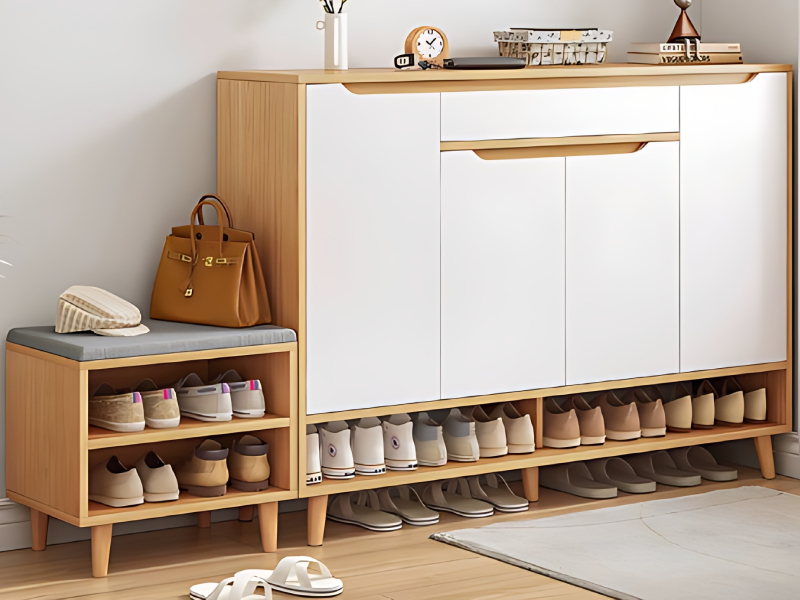 Modular shoe rack unit for organized footwear storage