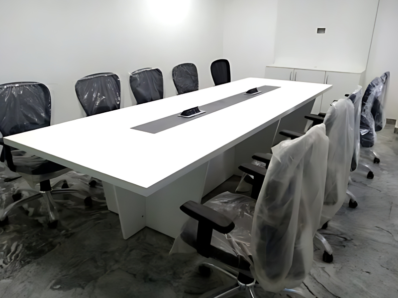 White conference table for modern office interiors