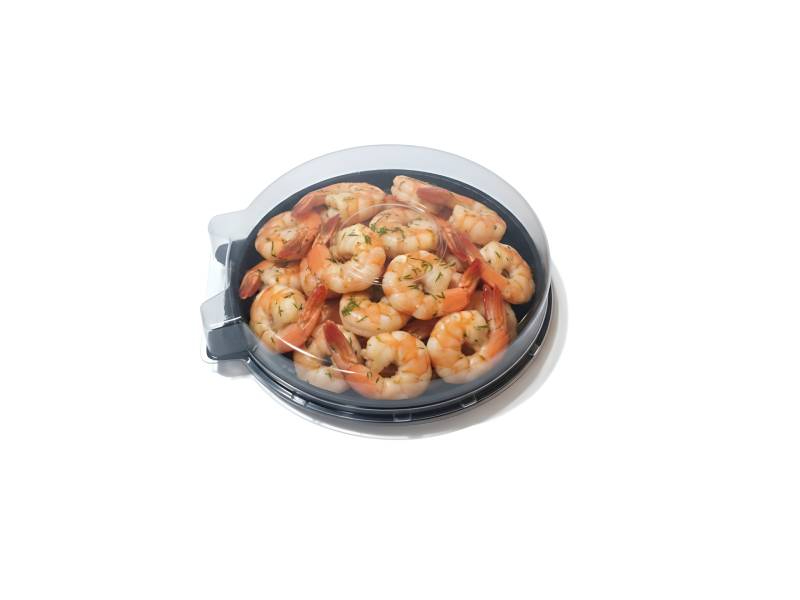 Coastal Wave Plastic Seafood Tray With Clear Dome Lid For Retail Display