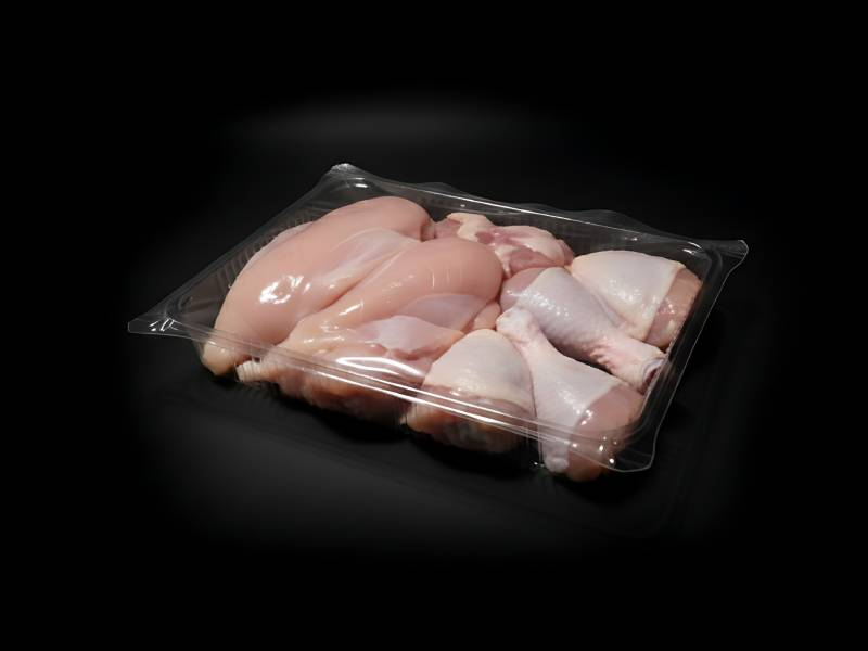 Crystal Clear Plastic Poultry Packaging Tray For Fresh Chicken Display