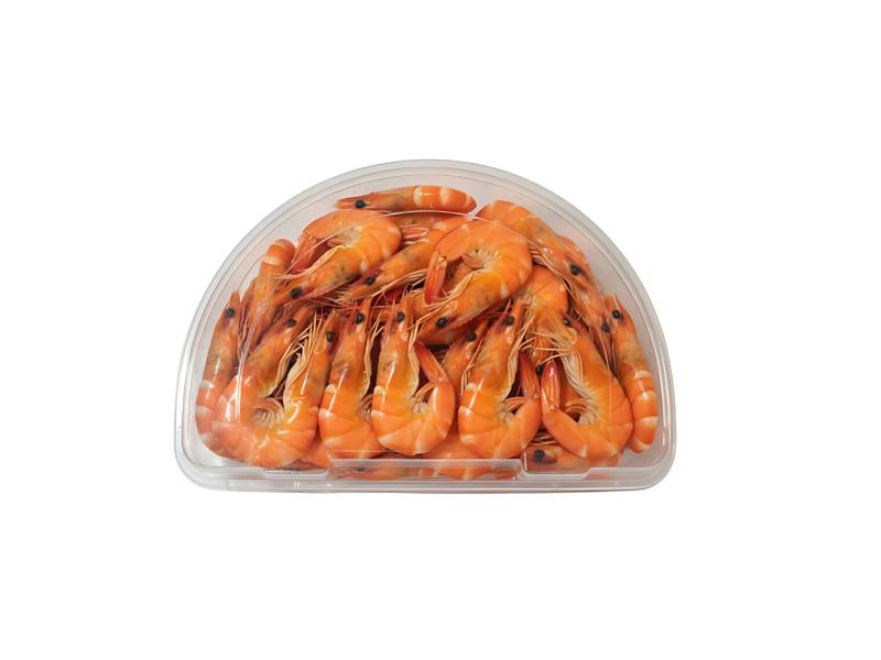 Semi Circular Seafood Packaging Tray With Transparent Snap Fit Lid For Cold Storage Display