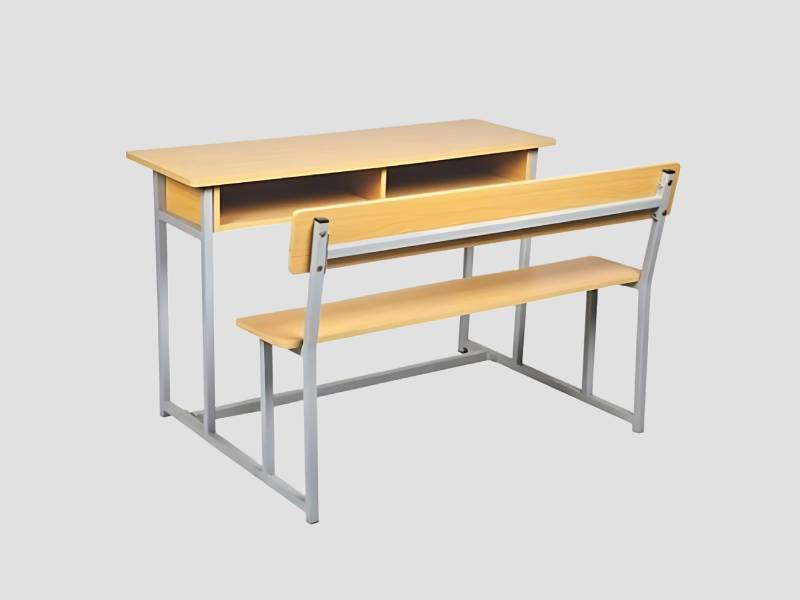 Double Seater Classroom Desk with Storage Shelf For Student Use