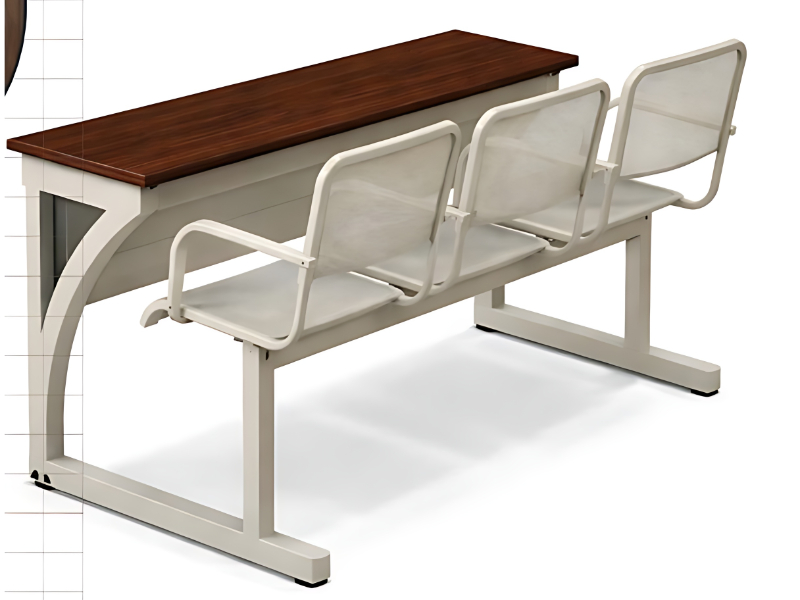 Dual Seater School Desk Bench With Storage MS Frame Wooden Top Classroom Furniture Archana Systems