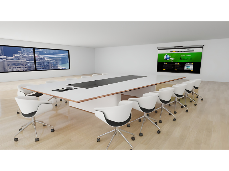 Executive Boardroom Conference Table with Central Cutout and Premium Finish