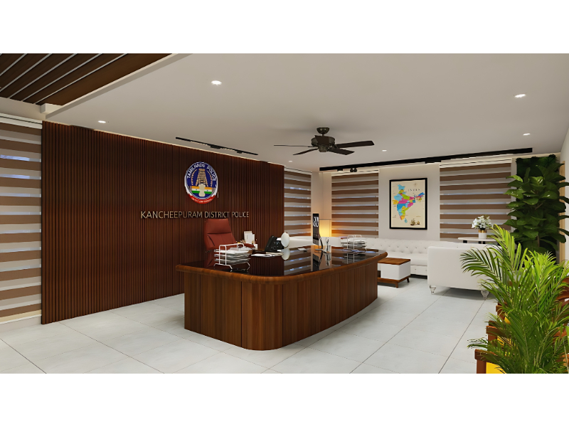 Executive Director Table Premium Curved Wooden Finish Modern Office Desk Setup