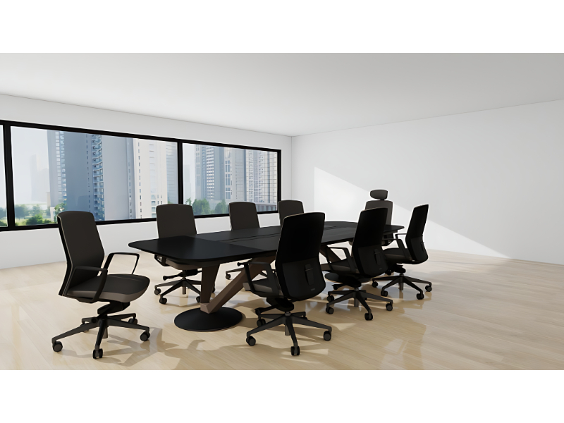Heavy Duty Conference Table 8 Seater Solid Wooden Slab Top Executive Office Furniture