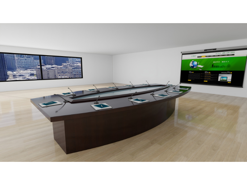 High End Boardroom Table 12 Seater Curved Design With Mic Setup Office Furniture