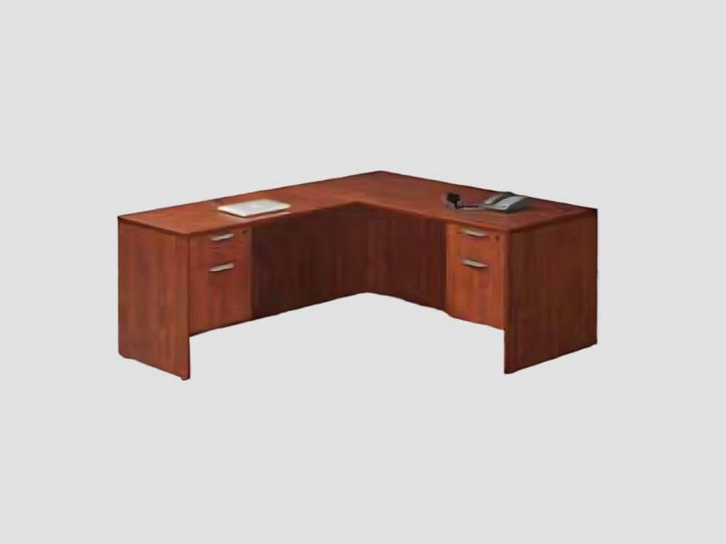 L Shape Executive Office Desk With Dual Side Storage Cabinets For Manager Cabin Use