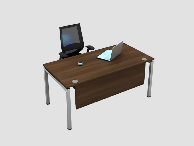 Modern Rectangular Workstation Desk With Metal Legs And Modesty Panel For Office Use