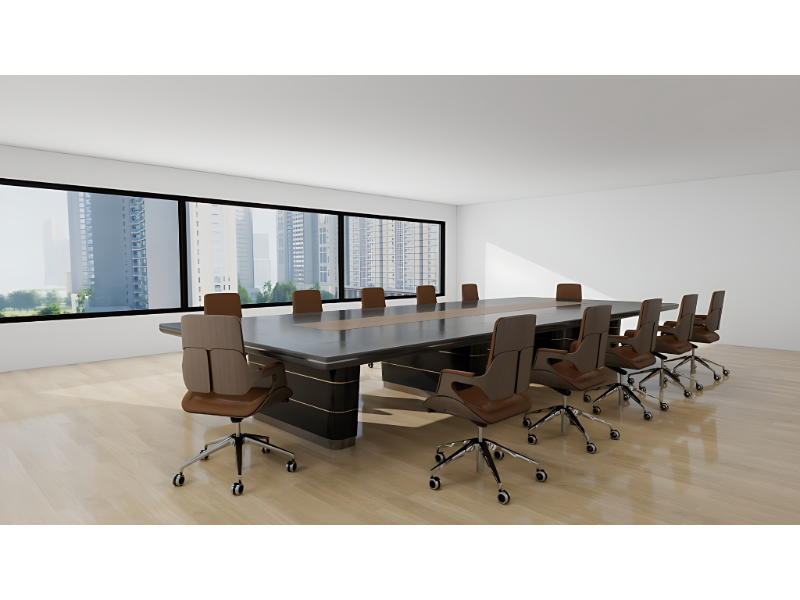 Premium Boardroom Table 10 Seater Thick Wooden Top Central Base Office Furniture