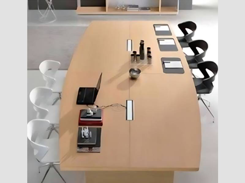 Rectangular Modular Conference Table With Integrated Cable Management For Corporate Boardroom Use