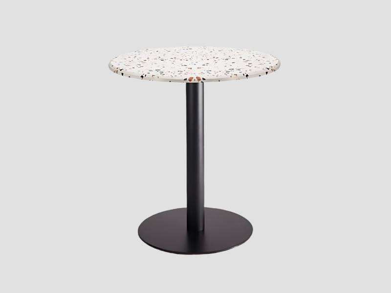 Round Terrazzo Top Cafeteria Table For Cafe Seating Use