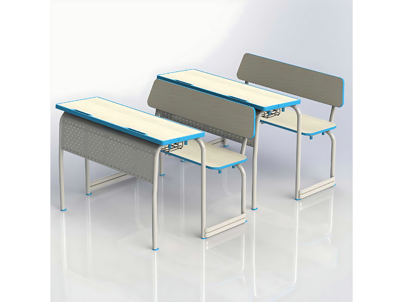 Two Seater School Desk With Modesty Panel Metal Frame Laminated Top Classroom Furniture Archana Systems