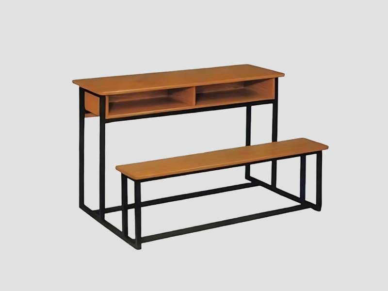 Wooden Classroom Desk with Bench Set For School Seating Use
