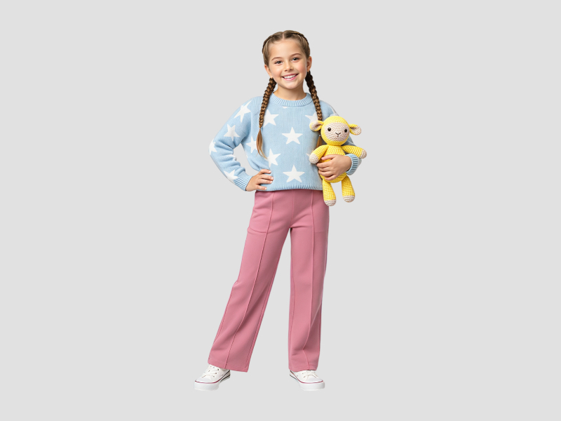 Girls Flare Pants Back Stich