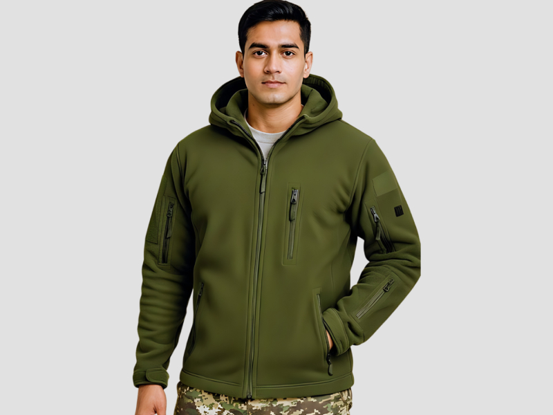 Indian Army Men\'s Fleece Jacket For Cold Weather Protection
