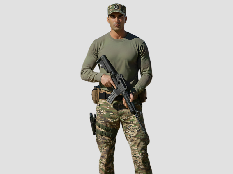 Indian Army Men\'s Long Sleeve Cotton T Shirt For Field Duty