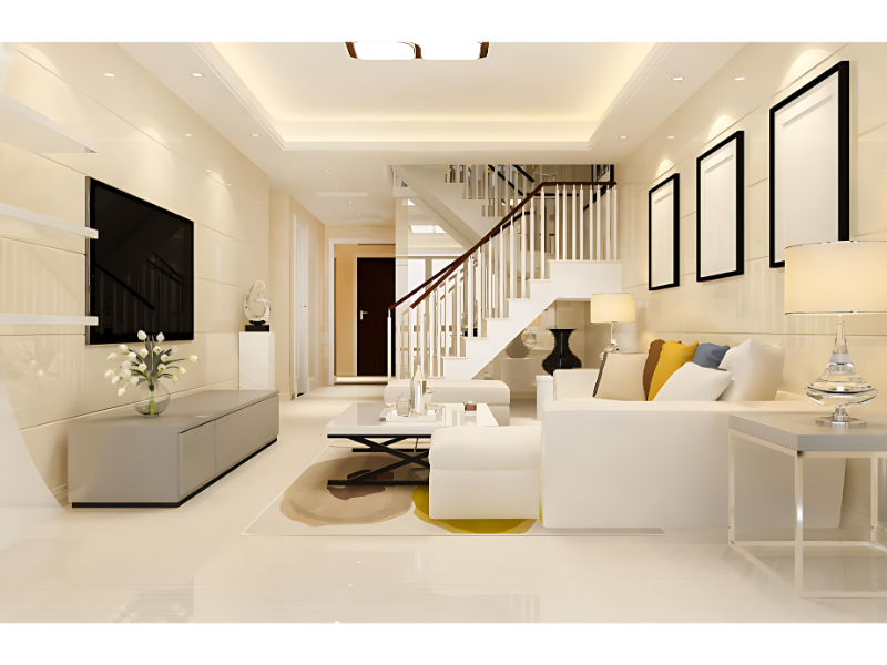 Classic Living Room Interior Setup With Fabric Sofa And Wooden Furniture For Traditional Home Use