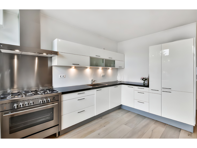 Gloss Finish Modular Kitchen Cabinet System For Residential Kitchen Use