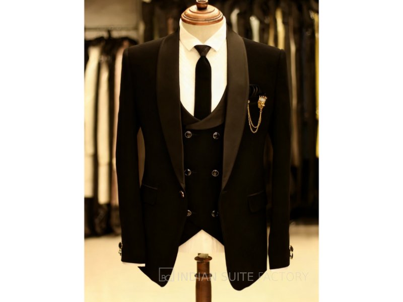 Black 5pc wedding suit for men formal occasion wear