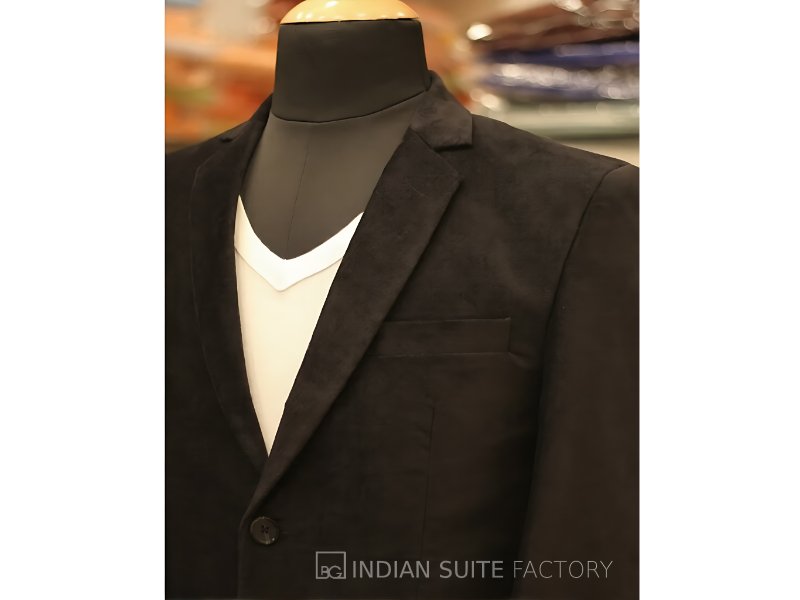 Black corduroy men blazer for formal and party wear