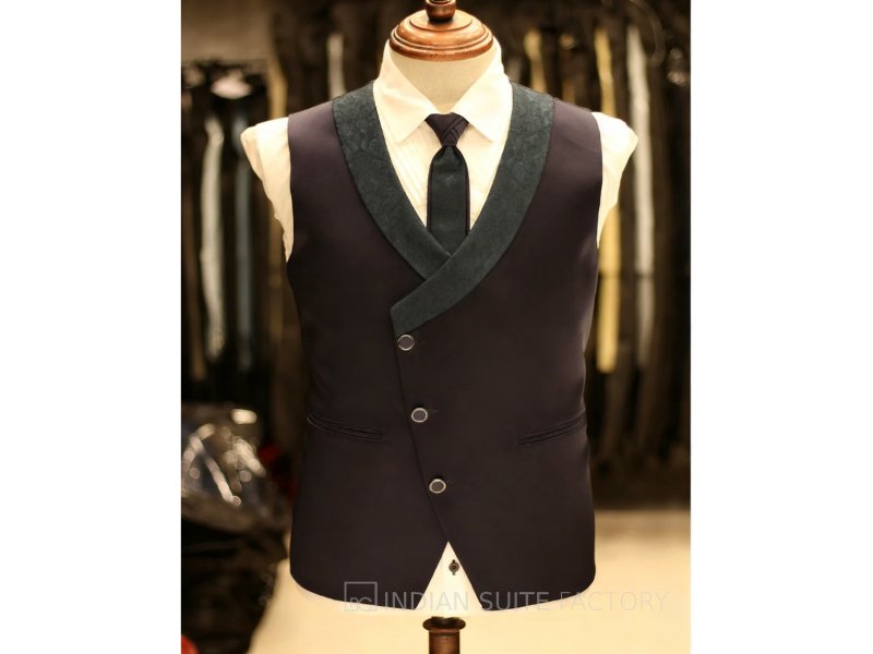 Blue 5pc wedding suit for men formal wedding wear