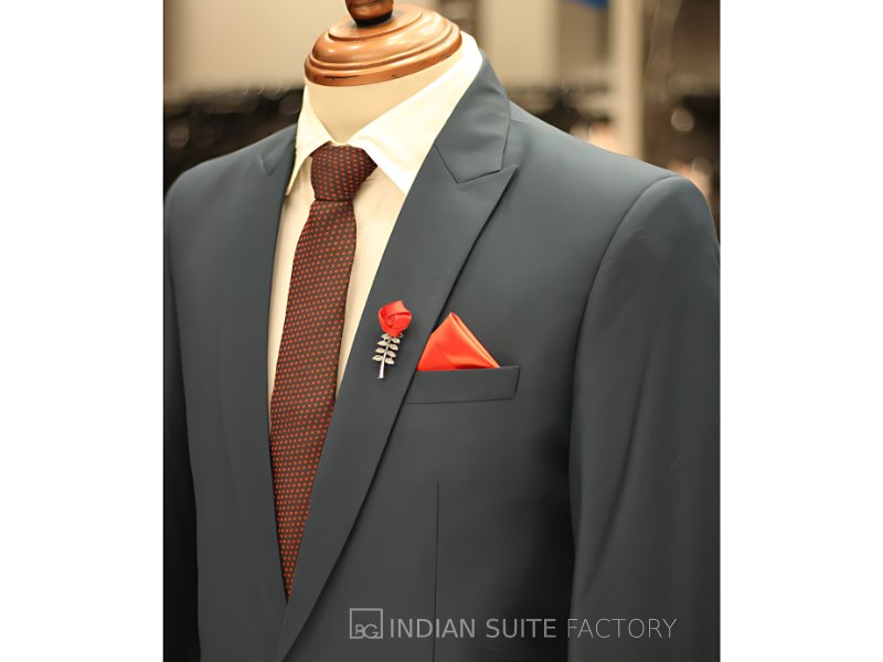 Blue wool feel peak lapel 2 piece suit for men