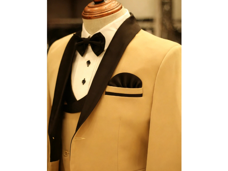 Dark beige 3-piece tuxedo suit for men formal wear