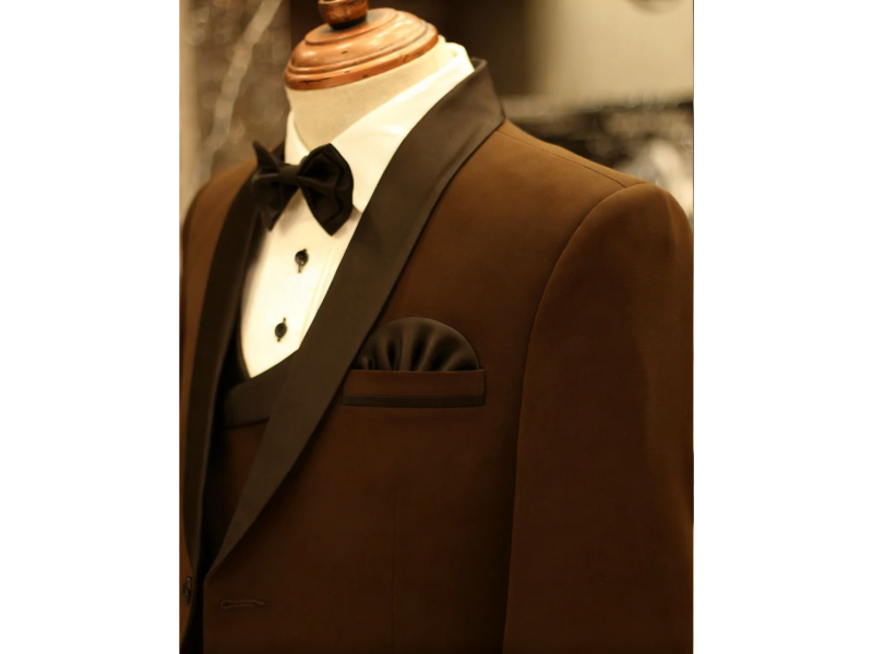Dark brown 3-piece tuxedo suit for men formal wear