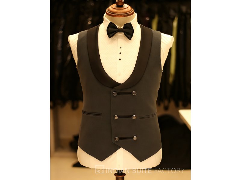 Grey 5pc wedding suit for men formal occasion wear