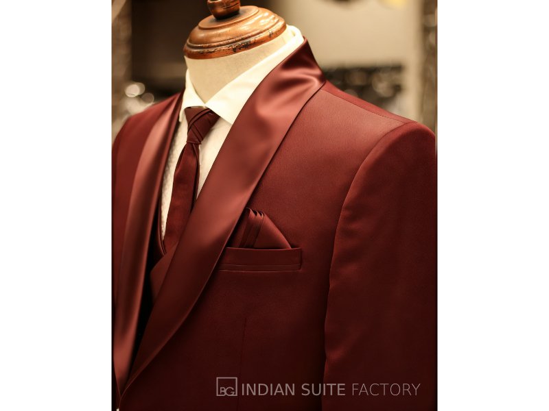 Maroon 5pc wedding suit for men formal wedding wear