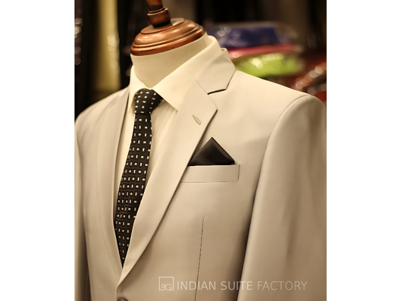 Silver single breasted 2 piece suit for men formal