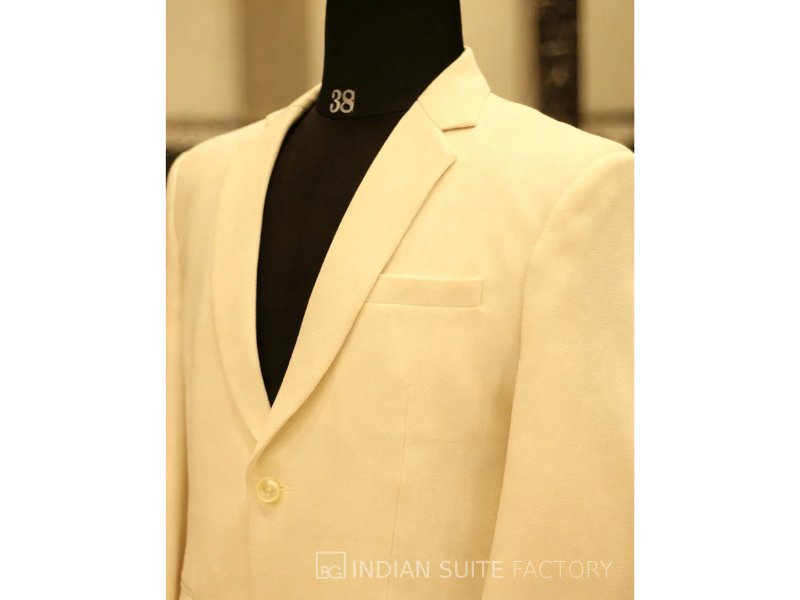 White knitted tweed men blazer for formal occasions
