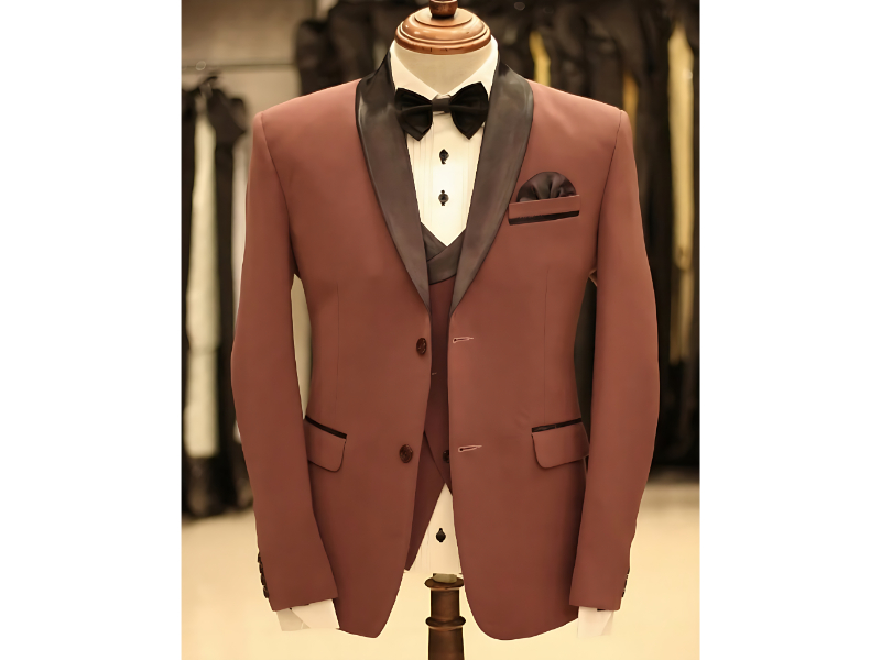 Wine 3-piece tuxedo suit for men formal wedding wear