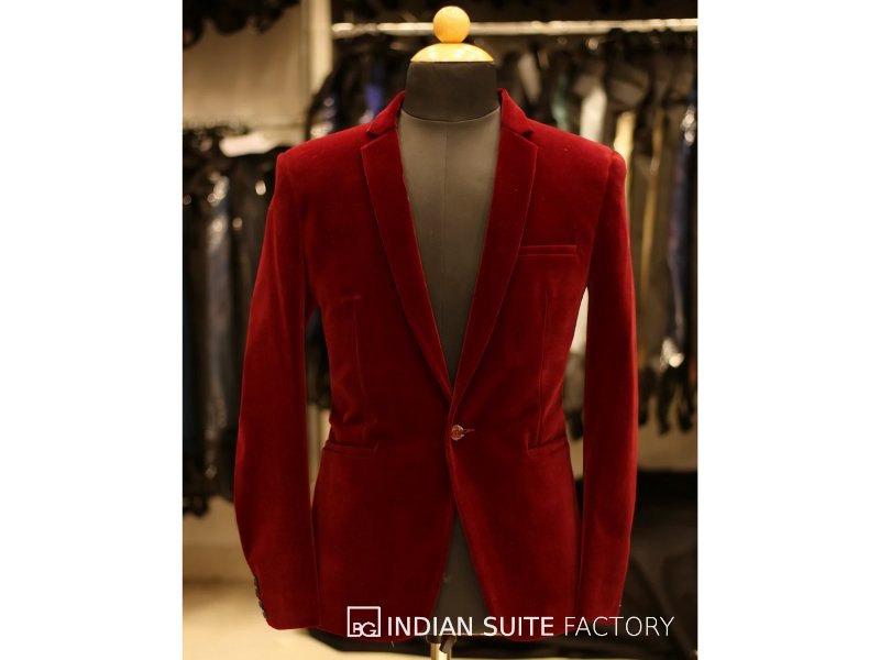 Wine linen feel men blazer for formal and party wear