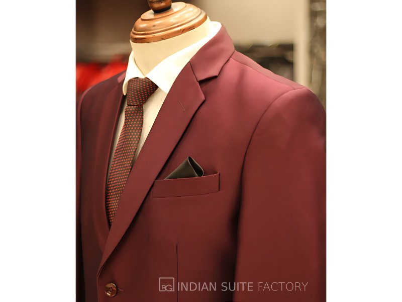 Wine single breasted 2 piece suit for men formal wear