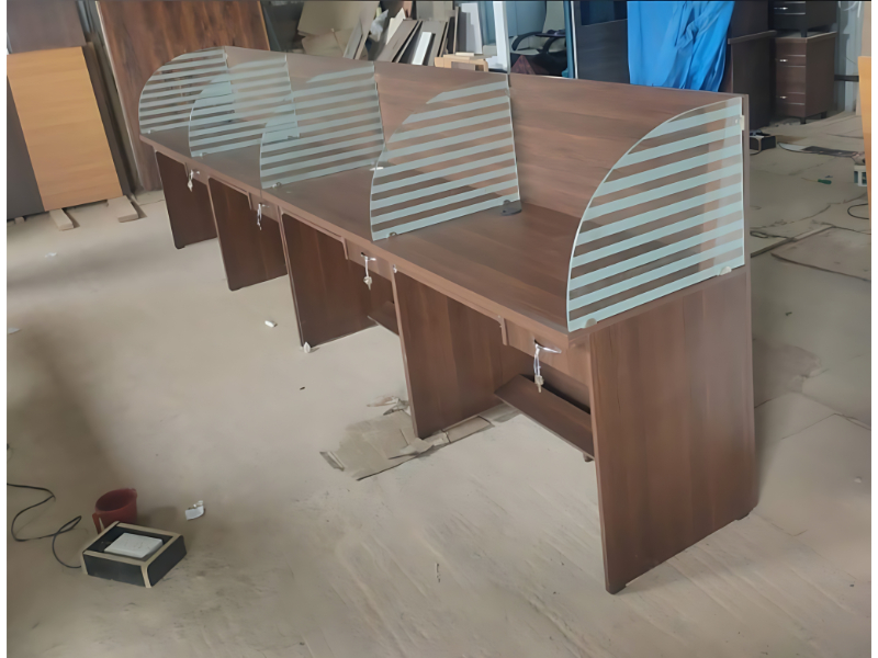 Contemporary Dual Office Desk With Wooden Finish And Mobile Drawer Units