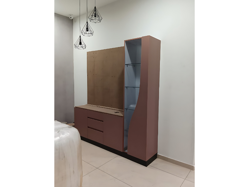 Designer Display Cabinet With Glass Shelving And Base Storage Unit