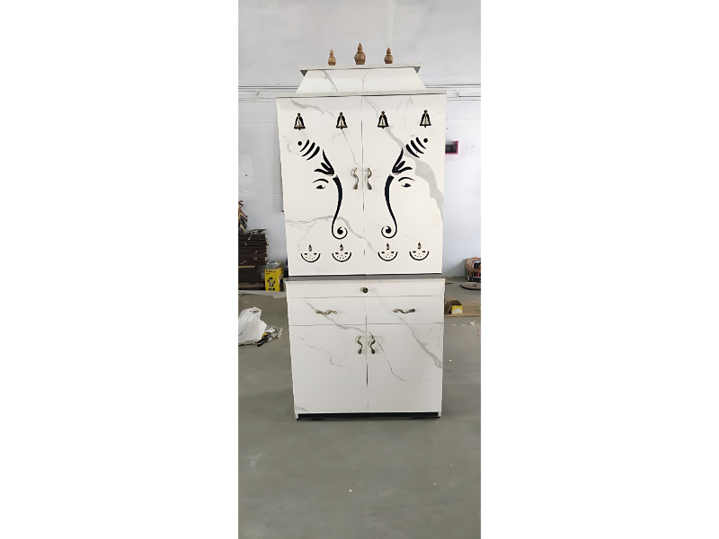 Pooja Wooden Cabinet With Door For Home Temple And Sacred Storage