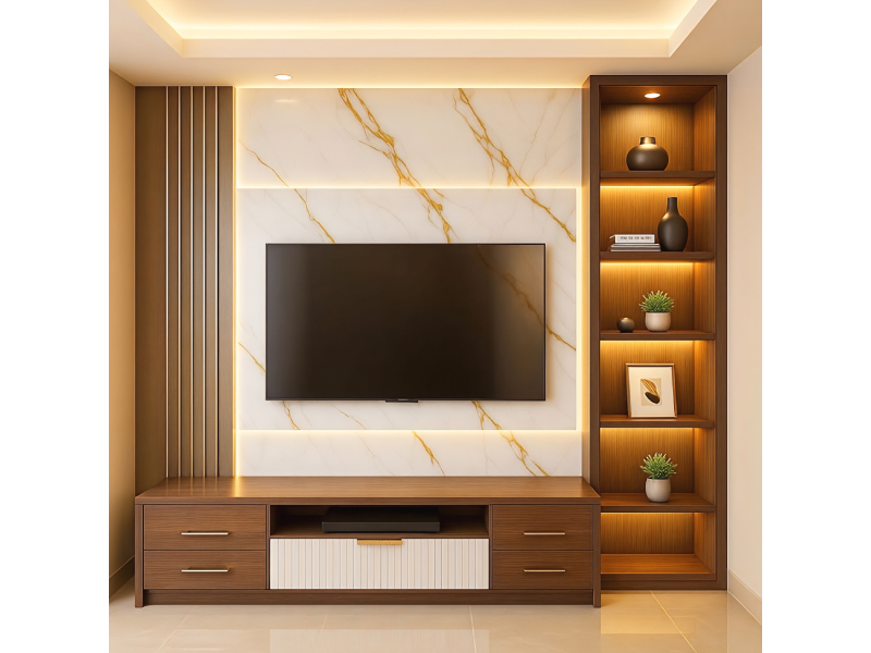 Stone Texture Backlit Console