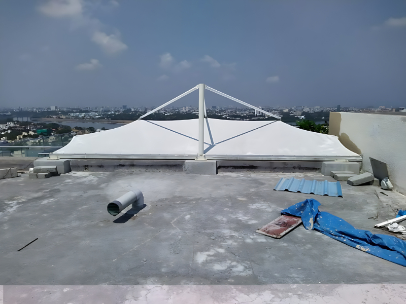 Curved Arch Tensile Car Parking Shade System For Vehicle Protection