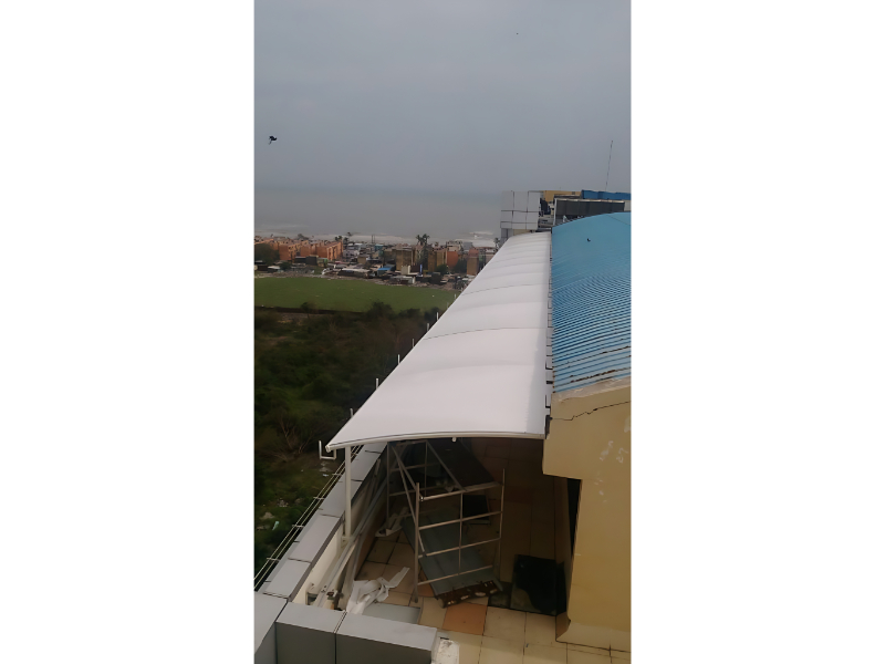 Curved Tensile Walkway Roof System For Covered Pathways