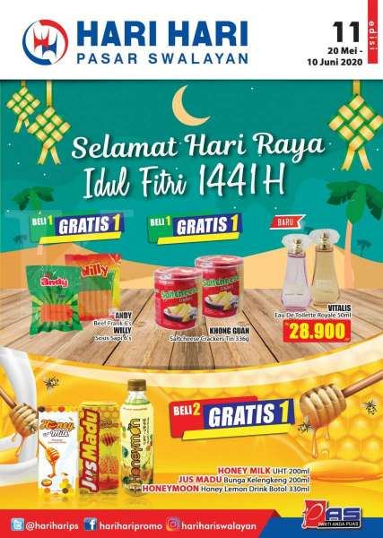 Khusus bagi pemburu diskon, Hari Hari Swalayan banyak promo beli 1 gratis 1