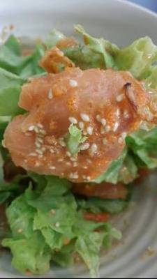 สลัดแซลมอน เบิ้ล 2 เลยคร้า ที่ ร้านอาหาร Neta Sushi สลัดแซลมอน เบิ้ล 2 เลยคร้า ที่ ร้านอาหาร Neta Sushi