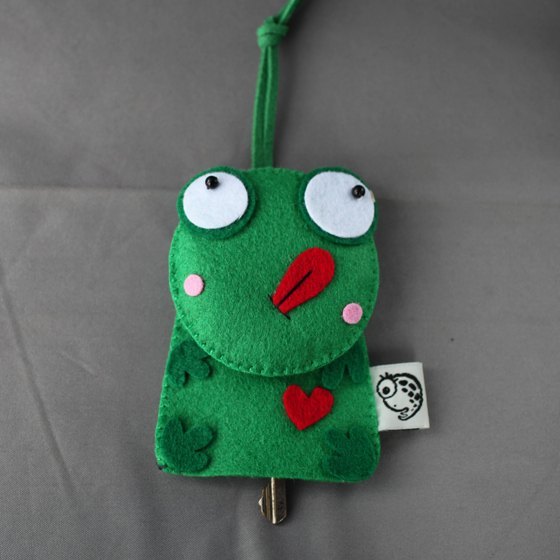 【hello】青蛙不织布钥匙圈挂袋