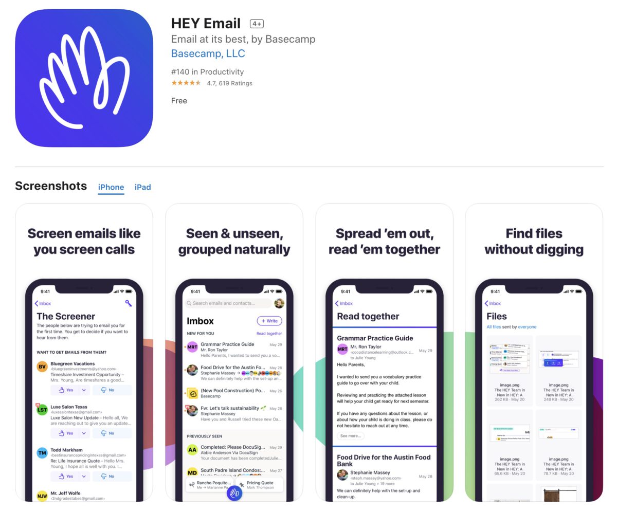現時 HEY Email 仍然可以在 App Store 找到,不過 Apple 警告如果開發商不加入 App 內購買功能的話,就會將程式下架。