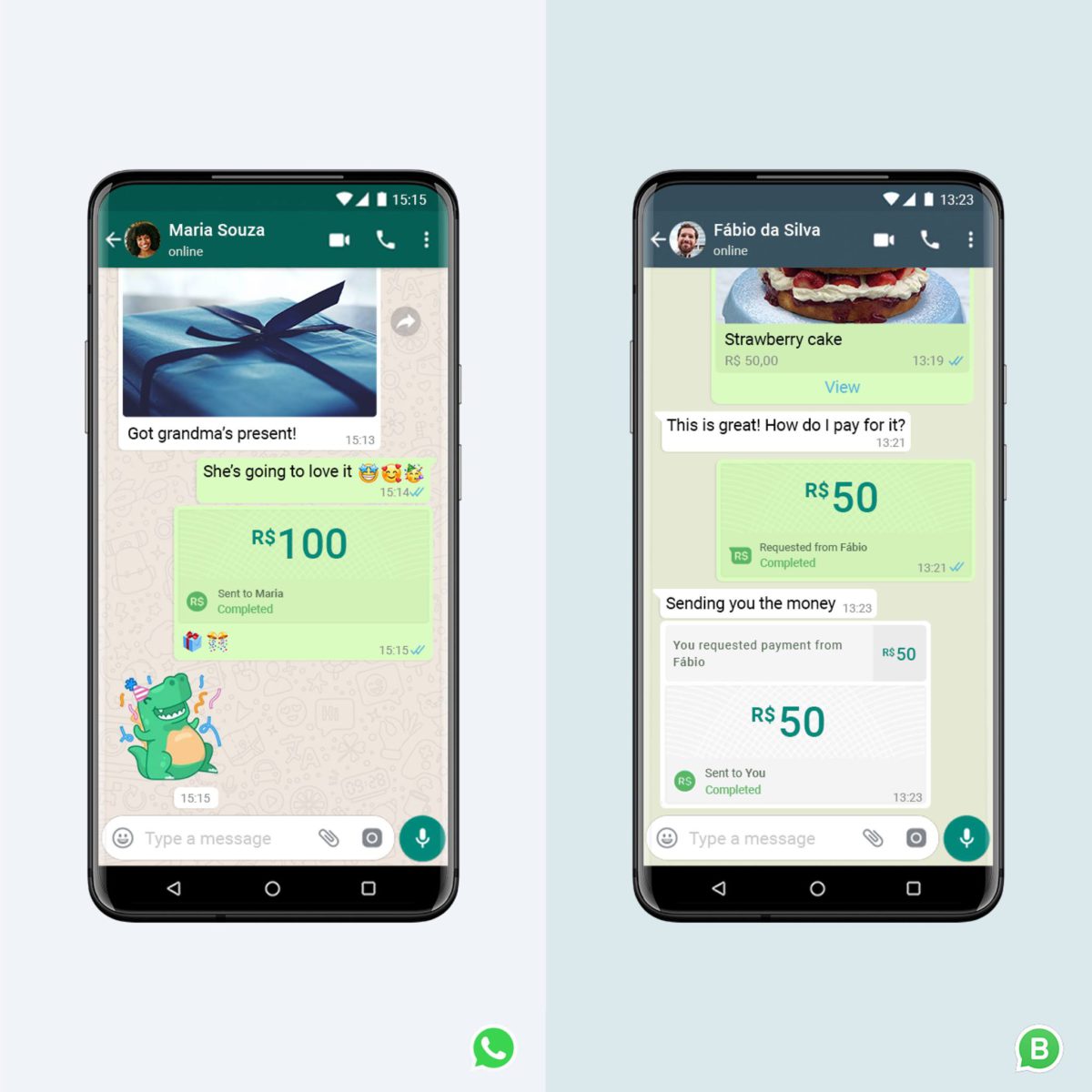 WhatsApp Pay 可進行轉帳功能,方便用戶及商家。