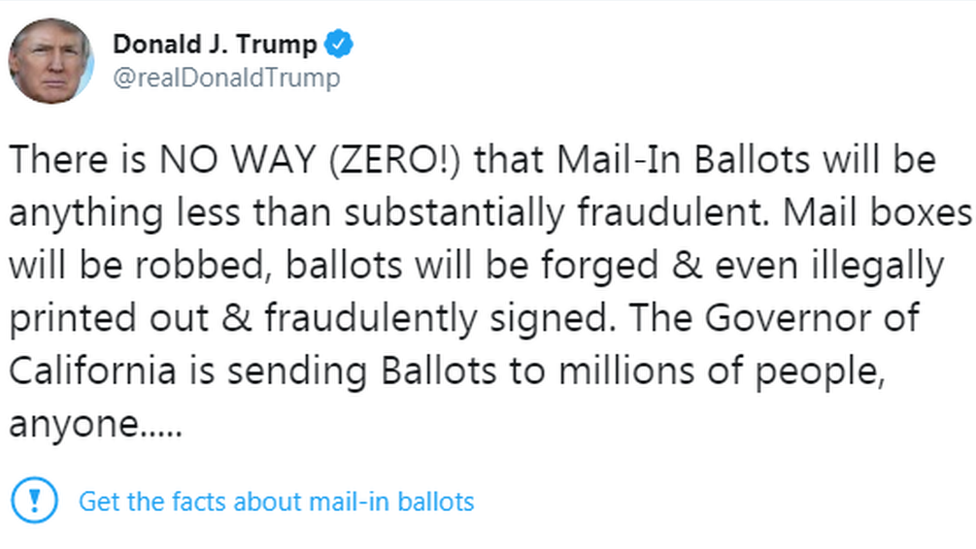 特朗普 Twitter 貼文被要求進行事實查證。
